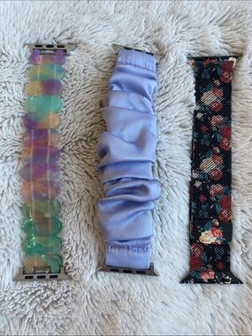 Three Interchangeable Apple Watch Bands - Pastel, Lavender, Floral